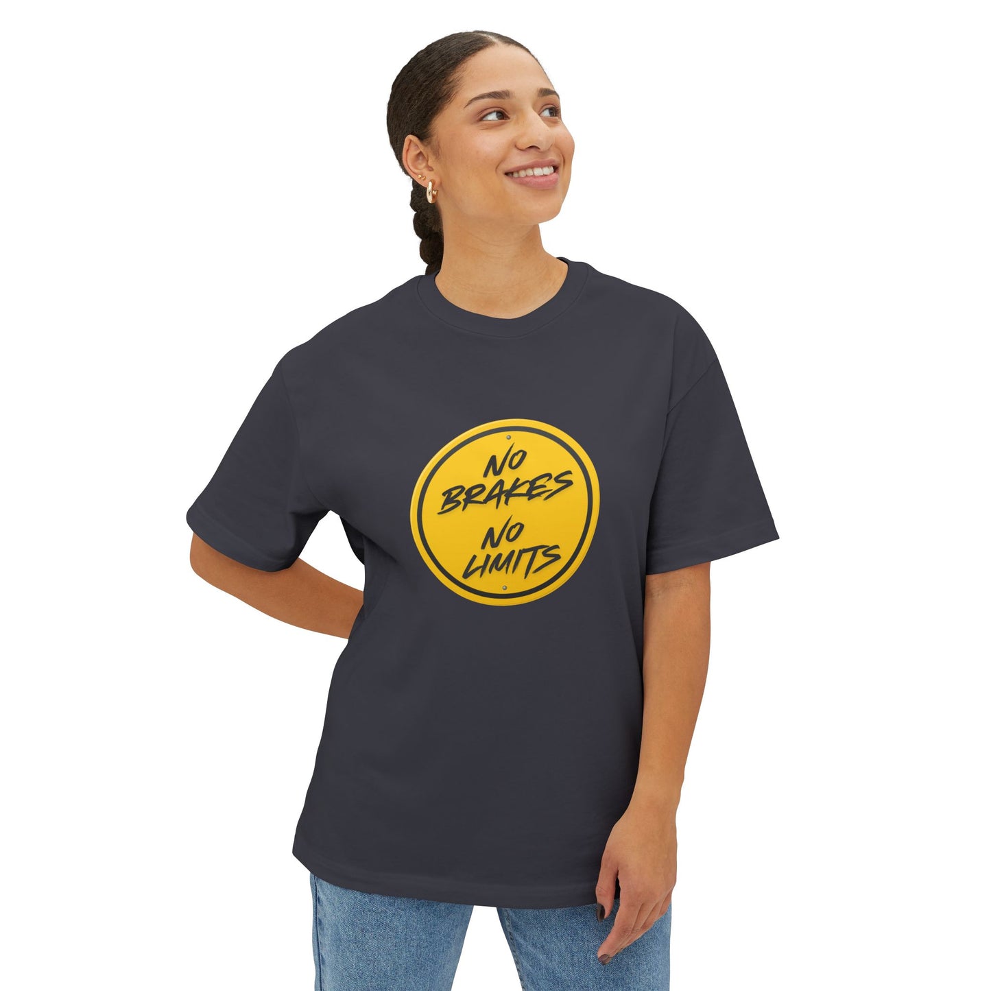 Unisex No Brakes No Limits Oversized Tee | Casual Streetwear, Unique Gift, Everyday Style, Music Festival Shirt, Graphic Tee, Relaxed Fit