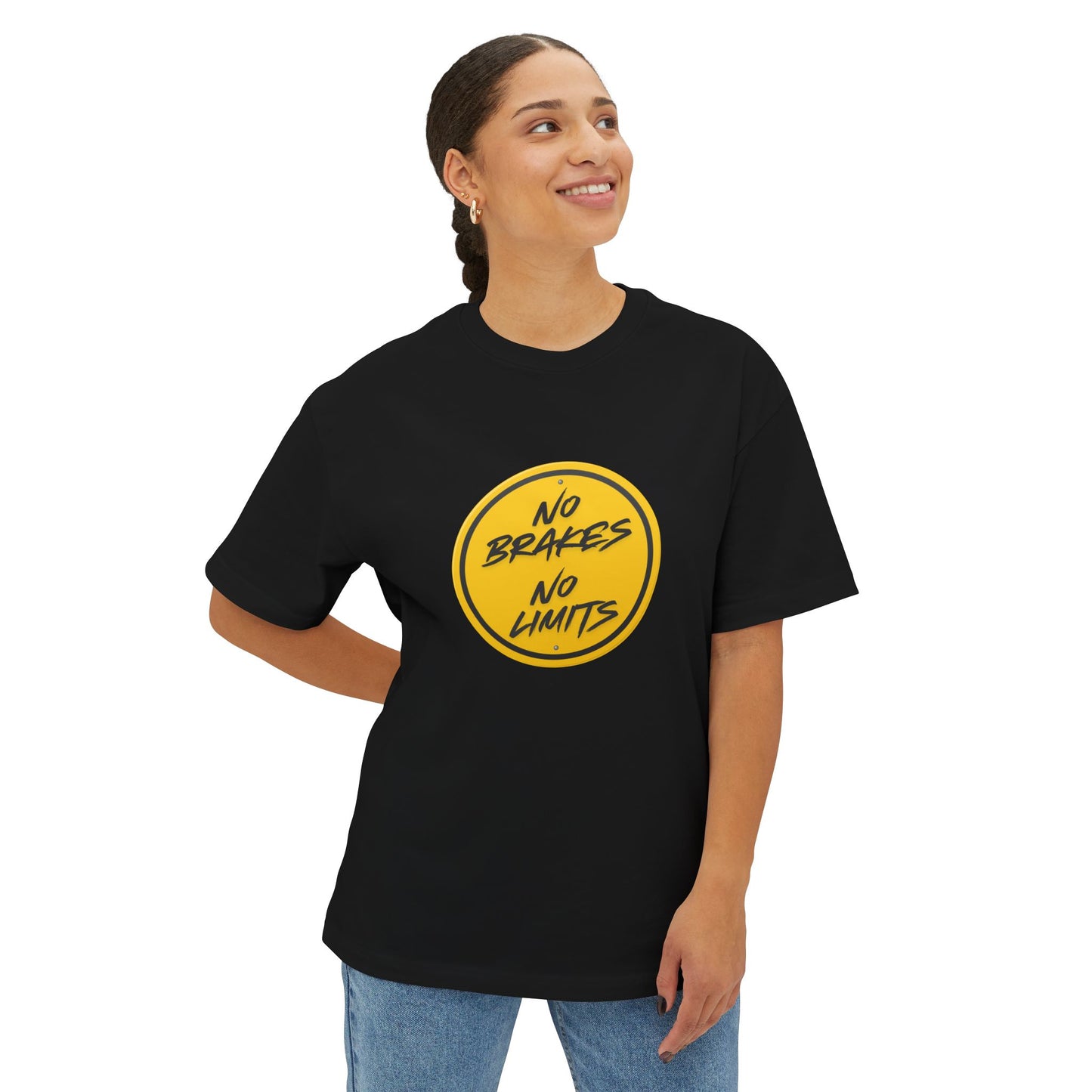 Unisex No Brakes No Limits Oversized Tee | Casual Streetwear, Unique Gift, Everyday Style, Music Festival Shirt, Graphic Tee, Relaxed Fit