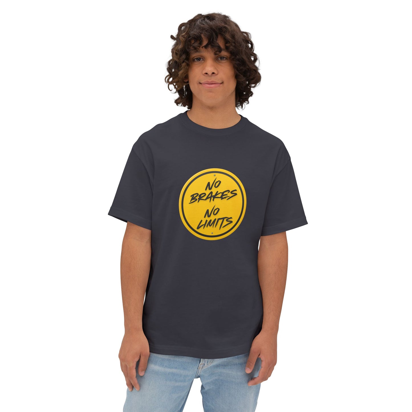 Unisex No Brakes No Limits Oversized Tee | Casual Streetwear, Unique Gift, Everyday Style, Music Festival Shirt, Graphic Tee, Relaxed Fit