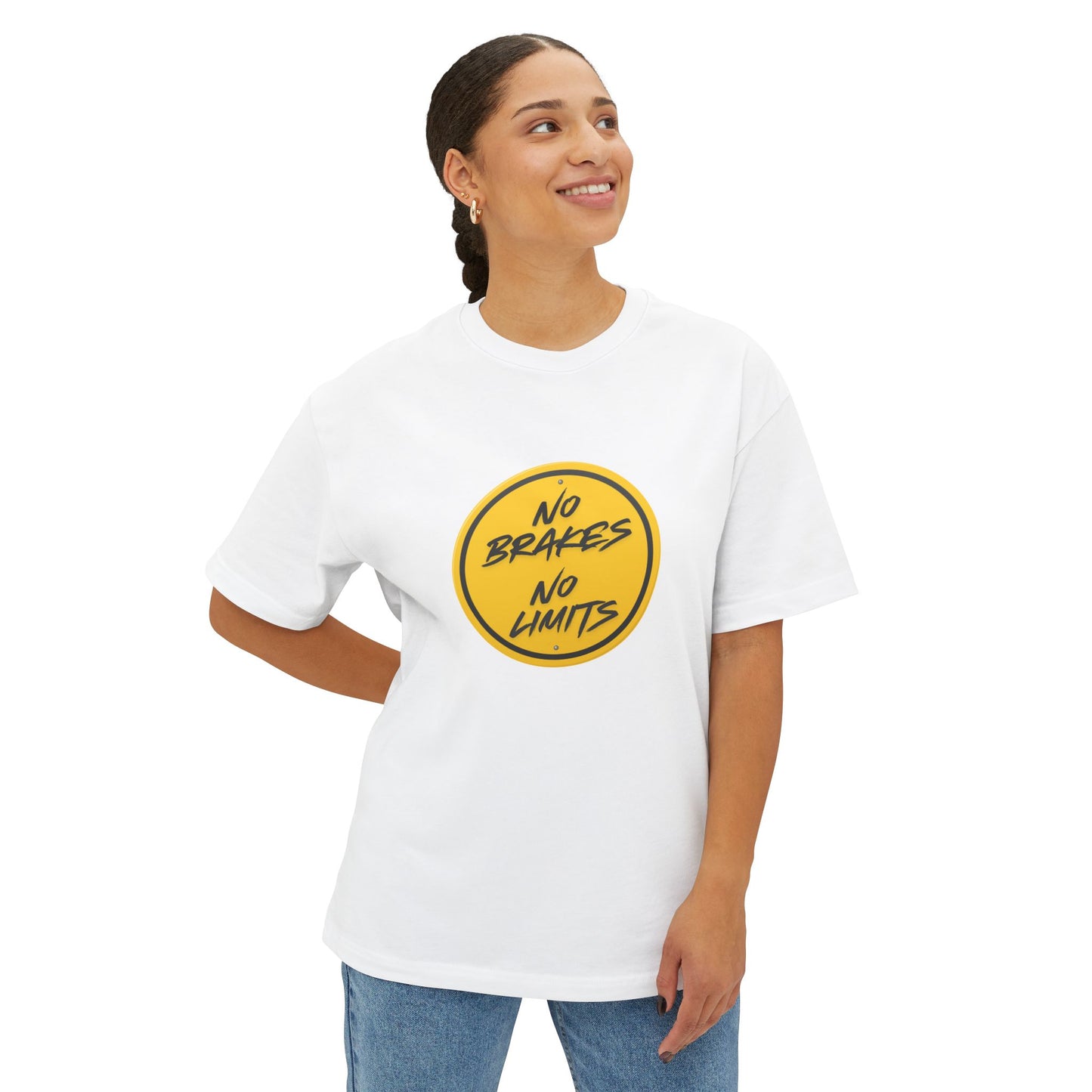 Unisex No Brakes No Limits Oversized Tee | Casual Streetwear, Unique Gift, Everyday Style, Music Festival Shirt, Graphic Tee, Relaxed Fit
