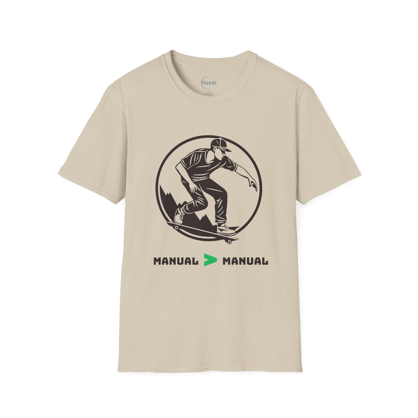 Skater Graphic Tee - Manual > Manual Skate Shirt, Cool Skateboard Apparel, Unisex Fashion Top, Gift for Skate Lovers, Trendy Casual Wear