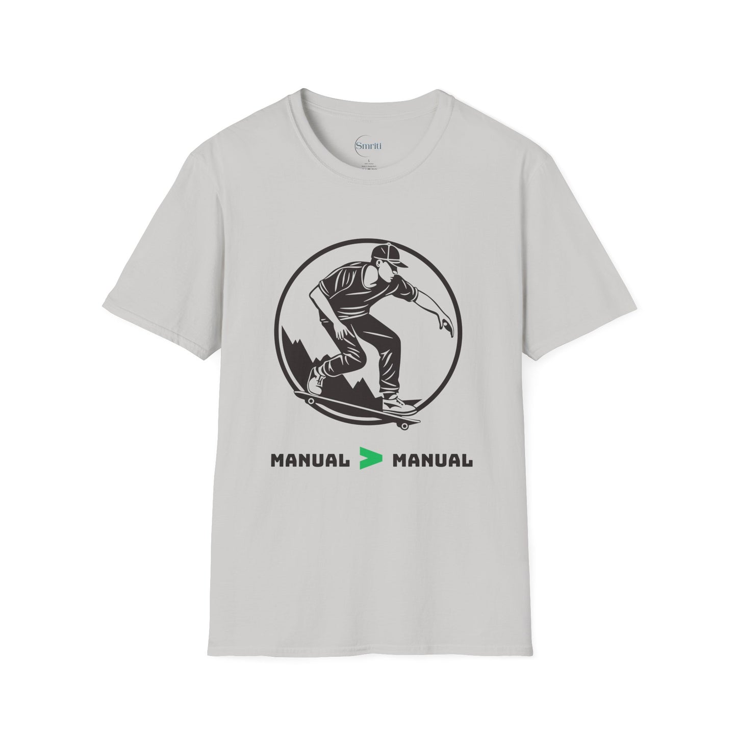 Skater Graphic Tee - Manual > Manual Skate Shirt, Cool Skateboard Apparel, Unisex Fashion Top, Gift for Skate Lovers, Trendy Casual Wear