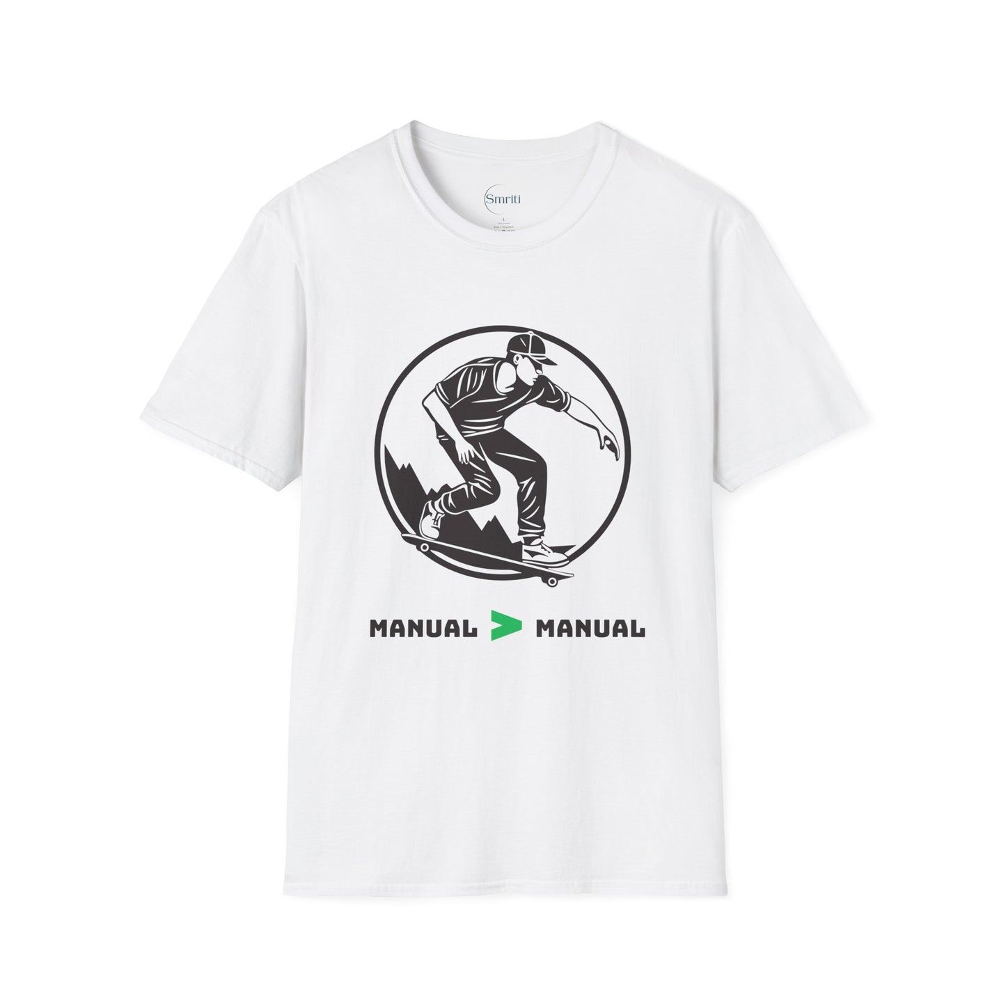 Skater Graphic Tee - Manual > Manual Skate Shirt, Cool Skateboard Apparel, Unisex Fashion Top, Gift for Skate Lovers, Trendy Casual Wear