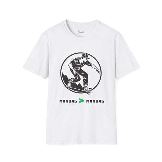 Skater Graphic Tee - Manual > Manual Skate Shirt, Cool Skateboard Apparel, Unisex Fashion Top, Gift for Skate Lovers, Trendy Casual Wear